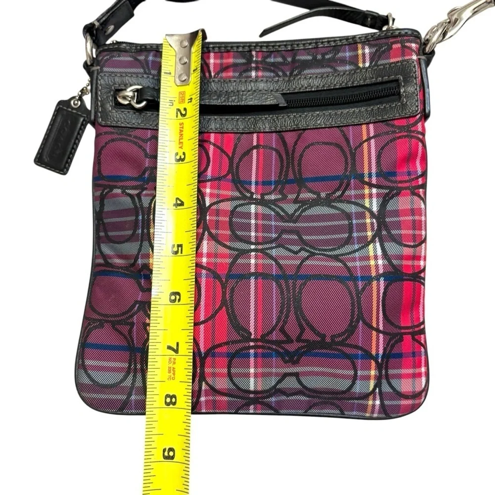 Coach pink/purple tartan poppy crossbody bag Y2K